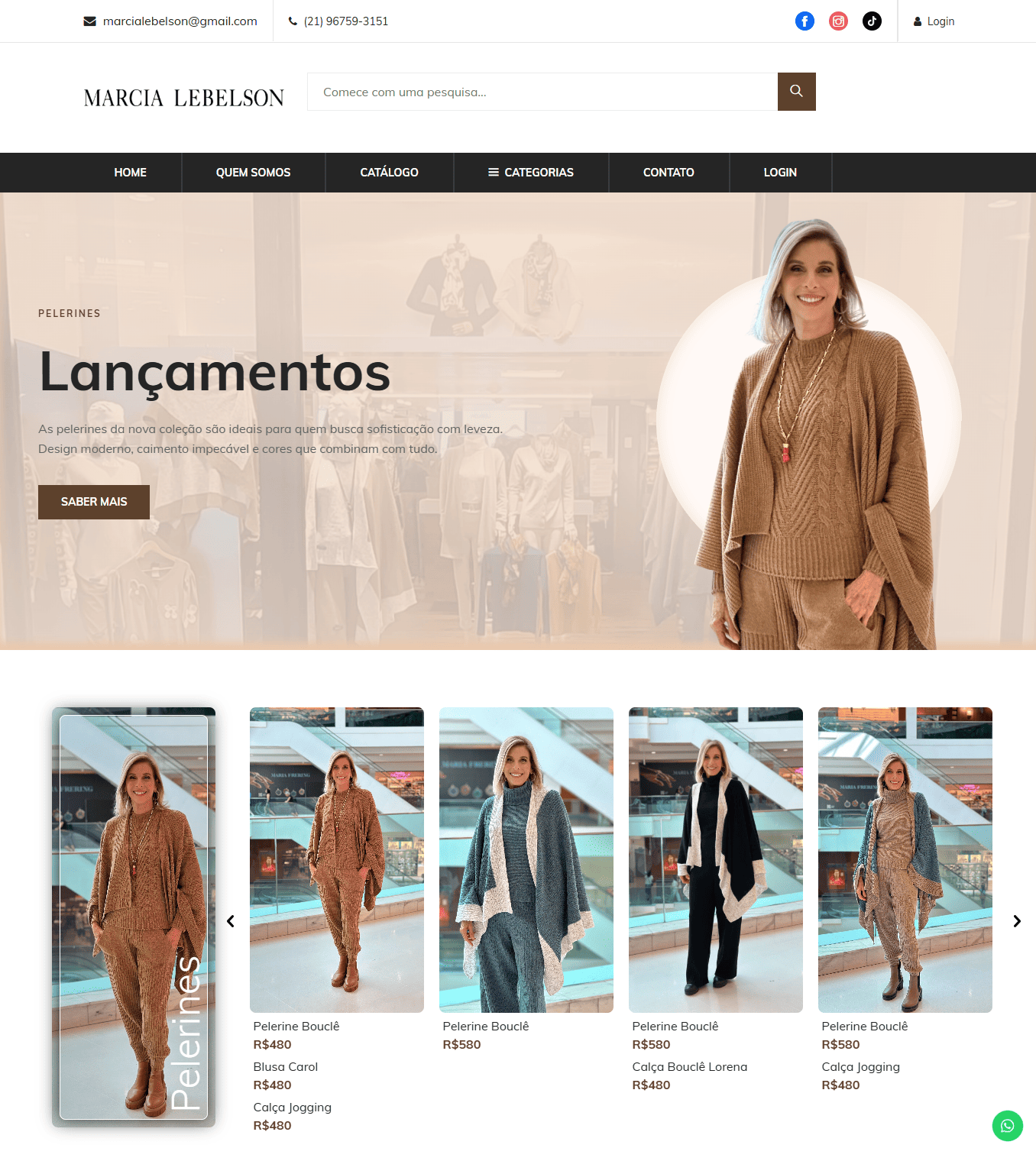 Site da loja de moda Marcia Lebelson