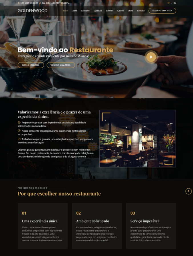 Site do restaurante Goldenwood